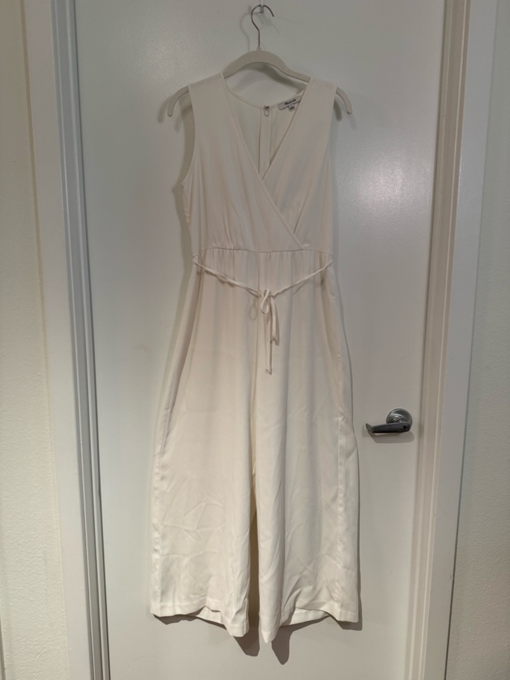 Madewell Cream V-Neck Sleeveless Jumpsuit